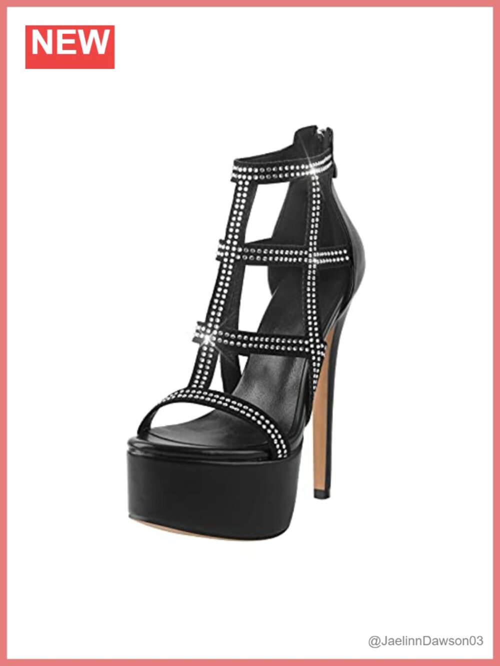 Rhinestone Stiletto Heel Sandals Womens Open Toe Platform Ankle Strappy Dress